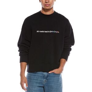 Palm Angels Mens  All Roads Crewneck Sweatshirt, Black